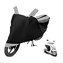 Euro Care Scooty Cover Compatible with Duro 125, Heatproof, Mirror Pocket, Dustproof, Belt &amp; Buckle, Duro Scooty Cover - 1 Unit, Black-Silver