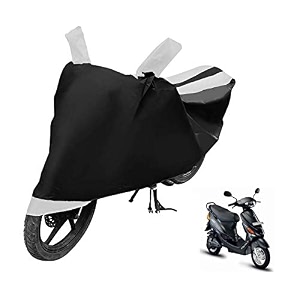 euro care scooty cover compatible with e scoot heatproof mirror pocket dustproof belt amp buckle e scoot scooty cover - 1 unit black-white