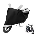 Euro Care Scooty Cover Compatible with E Scoot, Heatproof, Mirror Pocket, Dustproof, Belt &amp; Buckle, E Scoot Scooty Cover - 1 Unit, Black-White