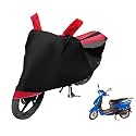 Euro Care Scooty Cover Compatible with E Scoot, Heatproof, Mirror Pocket, Dustproof, Belt &amp; Buckle, E Scoot Scooty Cover - 1 Unit, Black-Red
