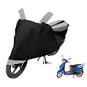 Euro Care Scooty Cover Compatible with E Scoot, Heatproof, Mirror Pocket, Dustproof, Belt &amp; Buckle, E Scoot Scooty Cover - 1 Unit, Black-Silver
