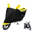 Euro Care Scooty Cover Compatible with E Scoot, Heatproof, Mirror Pocket, Dustproof, Belt &amp; Buckle, E Scoot Scooty Cover - 1 Unit, Black-Yellow