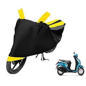 euro care scooty cover compatible with fascino heatproof mirror pocket dustproof belt amp buckle fascino scooty cover - 1 unit black-yellow