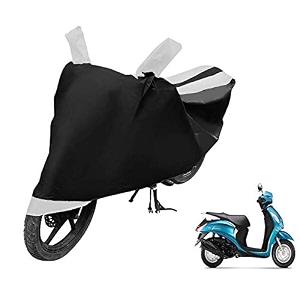 euro care scooty cover compatible with fascino heatproof mirror pocket dustproof belt amp buckle fascino scooty cover - 1 unit black-white