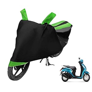 euro care scooty cover compatible with fascino heatproof mirror pocket dustproof belt amp buckle fascino scooty cover - 1 unit black-green