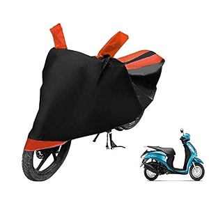 euro care scooty cover compatible with fascino heatproof mirror pocket dustproof belt amp buckle fascino scooty cover - 1 unit black-orange