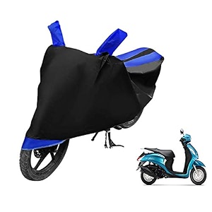 euro care scooty cover compatible with fascino heatproof mirror pocket dustproof belt amp buckle fascino scooty cover - 1 unit black-blue