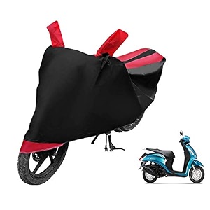 euro care scooty cover compatible with fascino heatproof mirror pocket dustproof belt amp buckle fascino scooty cover - 1 unit black-red
