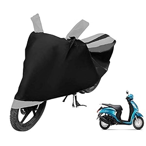euro care scooty cover compatible with fascino heatproof mirror pocket dustproof belt amp buckle fascino scooty cover - 1 unit black-silver