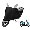 Euro Care Scooty Cover Compatible with Fascino, Heatproof, Mirror Pocket, Dustproof, Belt &amp; Buckle, Fascino Scooty Cover - 1 Unit, Black-Silver