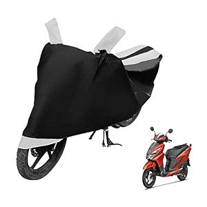 euro care scooty cover compatible with grazia heatproof mirror pocket dustproof belt amp buckle grazia scooty cover - 1 unit black-white