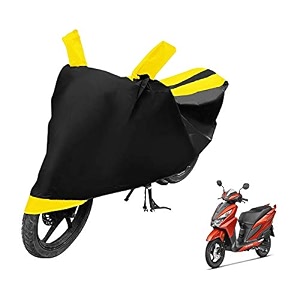 euro care scooty cover compatible with grazia heatproof mirror pocket dustproof belt amp buckle grazia scooty cover - 1 unit black-yellow
