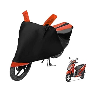 euro care scooty cover compatible with grazia heatproof mirror pocket dustproof belt amp buckle grazia scooty cover - 1 unit black-orange