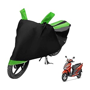 euro care scooty cover compatible with grazia heatproof mirror pocket dustproof belt amp buckle grazia scooty cover - 1 unit black-green