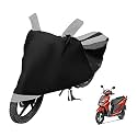 Euro Care Scooty Cover Compatible with Grazia, Heatproof, Mirror Pocket, Dustproof, Belt &amp; Buckle, Grazia Scooty Cover - 1 Unit, Black-Silver