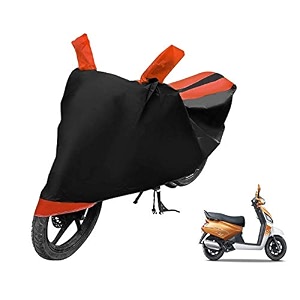euro care scooty cover compatible with mahindra gusto heatproof mirror pocket dustproof belt amp buckle gusto scooty cover - 1 unit black-orange