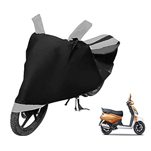 euro care scooty cover compatible with mahindra gusto heatproof mirror pocket dustproof belt amp buckle gusto scooty cover - 1 unit black-silver