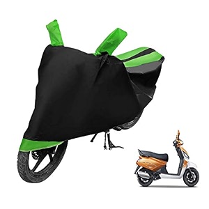 euro care scooty cover compatible with mahindra gusto heatproof mirror pocket dustproof belt amp buckle gusto scooty cover - 1 unit black-green