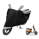 Euro Care Scooty Cover Compatible with Mahindra Gusto, Heatproof, Mirror Pocket, Dustproof, Belt &amp; Buckle, Gusto Scooty Cover - 1 Unit, Black-Silver