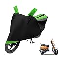 Euro Care Scooty Cover Compatible with Mahindra Gusto, Heatproof, Mirror Pocket, Dustproof, Belt &amp; Buckle, Gusto Scooty Cover - 1 Unit, Black-Green