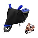 Euro Care Scooty Cover Compatible with Jupiter with Mirror Pocket,Dustproof, Windproof, Belt Buckle, Jupiter Scooty Cover- Black-Blue - 1 Unit