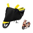 Euro Care Scooty Cover Compatible with Jupiter with Mirror Pocket,Dustproof, Windproof, Belt Buckle, Jupiter Scooty Cover- Black-Yellow - 1 Unit