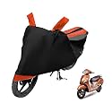 Euro Care Scooty Cover Compatible with Jupiter with Mirror Pocket,Dustproof, Windproof, Belt Buckle, Jupiter Scooty Cover- Black-Orange - 1 Unit