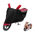 Euro Care Scooty Cover Compatible with Jupiter with Mirror Pocket,Dustproof, Windproof, Belt Buckle, Jupiter Scooty Cover- Black-Red - 1 Unit