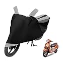 Euro Care Scooty Cover Compatible with Jupiter with Mirror Pocket,Dustproof, Windproof, Belt Buckle, Jupiter Scooty Cover- Black-Silver - 1 Unit