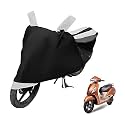 Euro Care Scooty Cover Compatible with Jupiter with Mirror Pocket,Dustproof, Windproof, Belt Buckle, Jupiter Scooty Cover- Black-White - 1 Unit