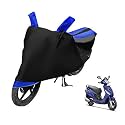 Euro Care Scooty Cover Compatible with Hero Maestro, Heatproof, Mirror Pocket, Dustproof, Belt &amp; Buckle, Maestro Scooty Cover - 1 Unit, Black-Blue