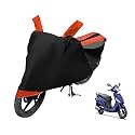 Euro Care Scooty Cover Compatible with Hero Maestro, Heatproof, Mirror Pocket, Dustproof, Belt &amp; Buckle, Maestro Scooty Cover - 1 Unit, Black-Orange