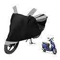 Euro Care Scooty Cover Compatible with Hero Maestro, Heatproof, Mirror Pocket, Dustproof, Belt &amp; Buckle, Maestro Scooty Cover - 1 Unit, Black-Silver