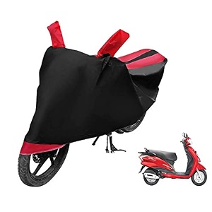 euro care scooty cover compatible with motocorp duet heatproof mirror pocket dustproof belt amp buckle corp duet scooty cover - 1 unit black-red