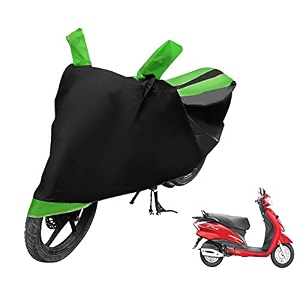 euro care scooty cover compatible with motocorp duet heatproof mirror pocket dustproof belt amp buckle corp duet scooty cover - 1 unit black-green