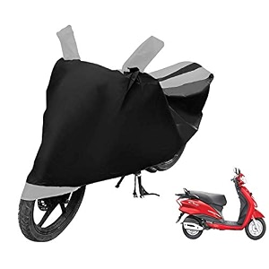 euro care scooty cover compatible with motocorp duet heatproof mirror pocket dustproof belt amp buckle corp duet scooty cover - 1 unit black-silver