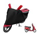 Euro Care Scooty Cover Compatible with MotoCorp Duet, Heatproof, Mirror Pocket, Dustproof, Belt &amp; Buckle, Corp Duet Scooty Cover - 1 Unit, Black-Red