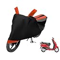 Euro Care Scooty Cover Compatible with MotoCorp Duet, Heatproof, Mirror Pocket, Dustproof, Belt &amp; Buckle, Corp Duet Scooty Cover - 1 Unit, Black-Orange