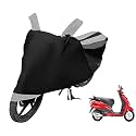 Euro Care Scooty Cover Compatible with MotoCorp Duet, Heatproof, Mirror Pocket, Dustproof, Belt &amp; Buckle, Corp Duet Scooty Cover - 1 Unit, Black-Silver