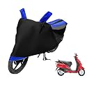 Euro Care Scooty Cover Compatible with MotoCorp Duet, Heatproof, Mirror Pocket, Dustproof, Belt &amp; Buckle, Corp Duet Scooty Cover - 1 Unit, Black-Blue