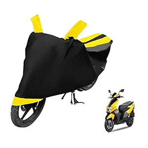 euro care scooty cover compatible with ntorq with mirror pocketdustproof windproof belt buckle ntorq scooty cover- black-yellow - 1 unit