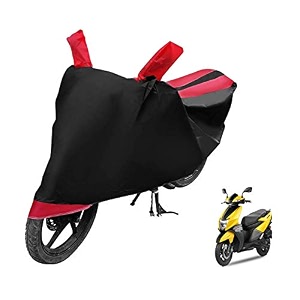 euro care scooty cover compatible with ntorq with mirror pocketdustproof windproof belt buckle ntorq scooty cover- black-red - 1 unit