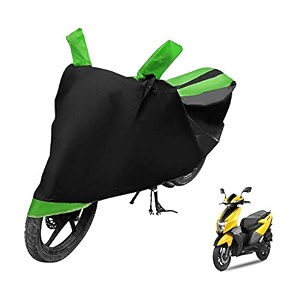 euro care scooty cover compatible with ntorq with mirror pocketdustproof windproof belt buckle ntorq scooty cover- black-green - 1 unit