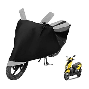 euro care scooty cover compatible with ntorq with mirror pocketdustproof windproof belt buckle ntorq scooty cover- black-silver - 1 unit