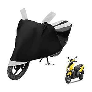euro care scooty cover compatible with ntorq with mirror pocketdustproof windproof belt buckle ntorq scooty cover- black-white - 1 unit