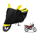 Euro Care Bike Cover Compatible with Passion Plus, Heatproof, Mirror Pocket, Dustproof, Belt &amp; Buckle, Passion Bike Cover - 1 Unit, Black-Yellow