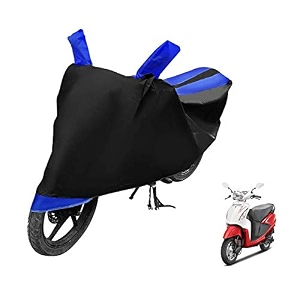 euro care scooty cover compatible with hero pleasure heatproof mirror pocket dustproof belt amp buckle pleasure scooty cover - 1 unit black-blue