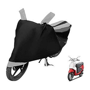 euro care scooty cover compatible with hero pleasure heatproof mirror pocket dustproof belt amp buckle pleasure scooty cover - 1 unit black-silver