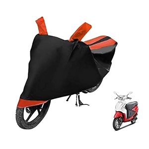euro care scooty cover compatible with hero pleasure heatproof mirror pocket dustproof belt amp buckle pleasure scooty cover - 1 unit black-orange