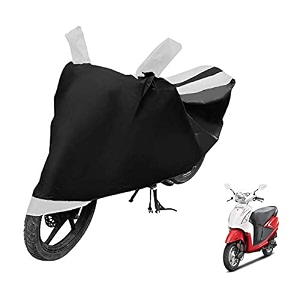 euro care scooty cover compatible with hero pleasure heatproof mirror pocket dustproof belt amp buckle pleasure scooty cover - 1 unit black-white